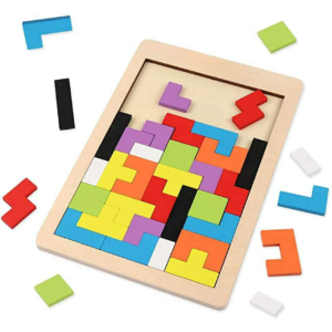 Wooden Blocks Puzzle Brain Teasers Toy Russian Blocks Game for Kids (40 Pcs)